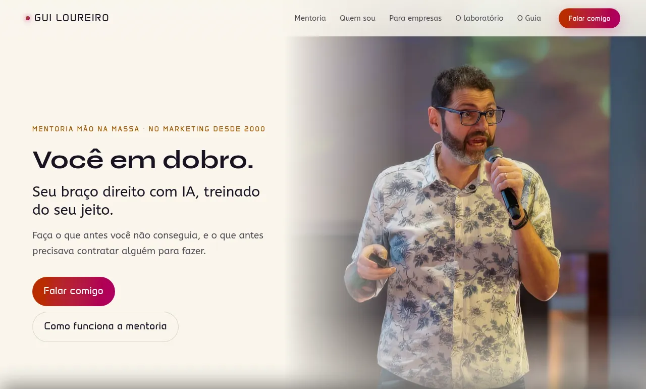 Print da home do site, construída do zero com o método