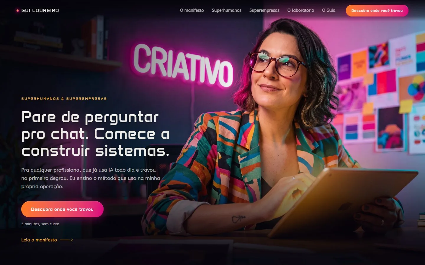 Print da home do site, construída do zero com o método